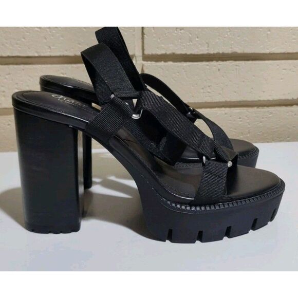 NWOTs Charles by Charles David Vast Chunky Platform Sandals - Black Webbing, 7M - Picture 3 of 16